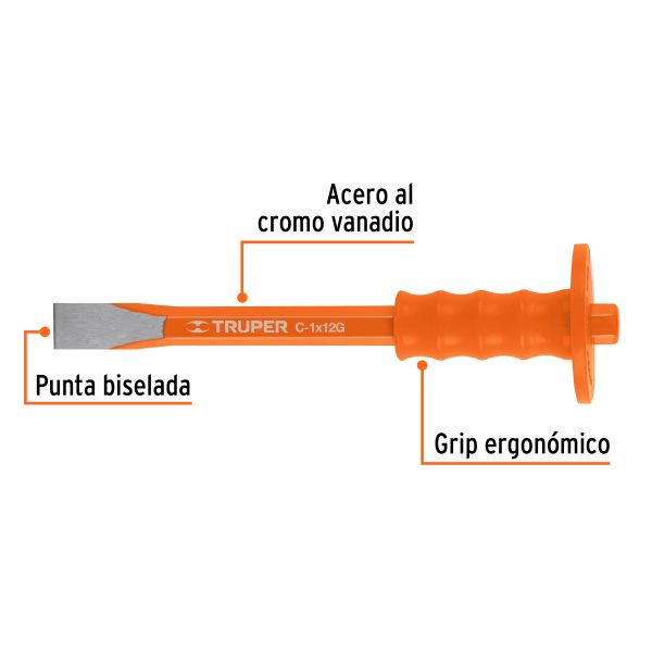 CINCEL DE CORTE FRIO 1 X 12" CON GRIP TRUPER - Imagen 2