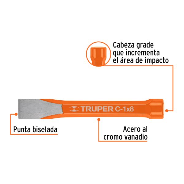 CINCEL DE CORTE FRIO DE 1 X 8" TRUPER - Imagen 2