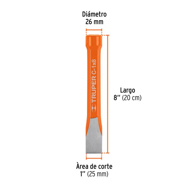 CINCEL DE CORTE FRIO DE 1 X 8" TRUPER - Imagen 3