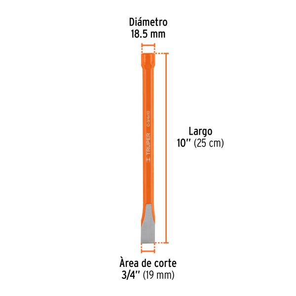 CINCEL DE CORTE FRIO DE 3/4 X 10" TRUPER - Imagen 3