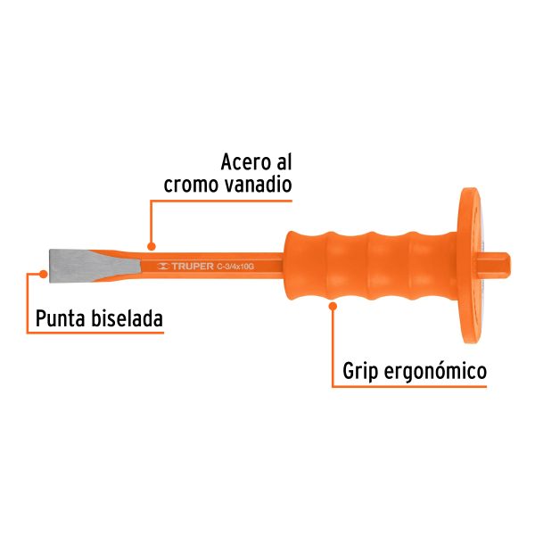 CINCEL DE CORTE FRIO 3/4 X 10" CON GRIP TRUPER - Imagen 2
