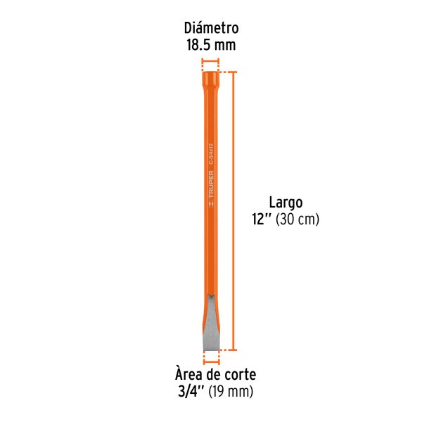 CINCEL DE CORTE FRIO DE 3/4 X 12" TRUPER - Imagen 3
