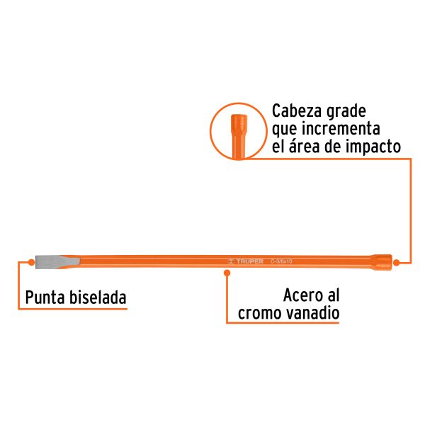 CINCEL DE CORTE FRIO DE 3/8 X 10" TRUPER - Imagen 2