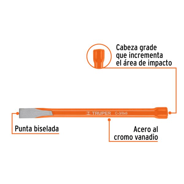 CINCEL DE CORTE FRIO DE 3/8 X 6" TRUPER - Imagen 2