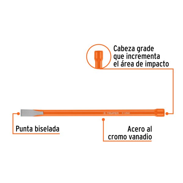 CINCEL DE CORTE FRIO DE 3/8 X 8" TRUPER - Imagen 2