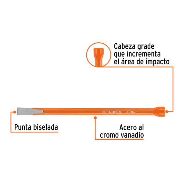 CINCEL DE CORTE FRIO DE 5/16 X 6" TRUPER - Imagen 2