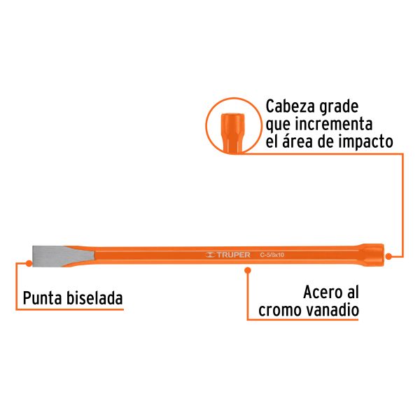 CINCEL DE CORTE FRIO DE 5/8 X 10" TRUPER - Imagen 2