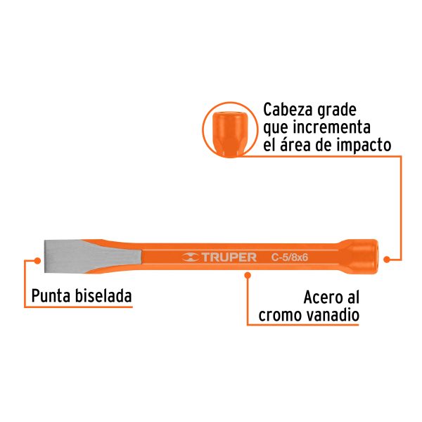 CINCEL DE CORTE FRIO DE 5/8 X 6" TRUPER - Imagen 2
