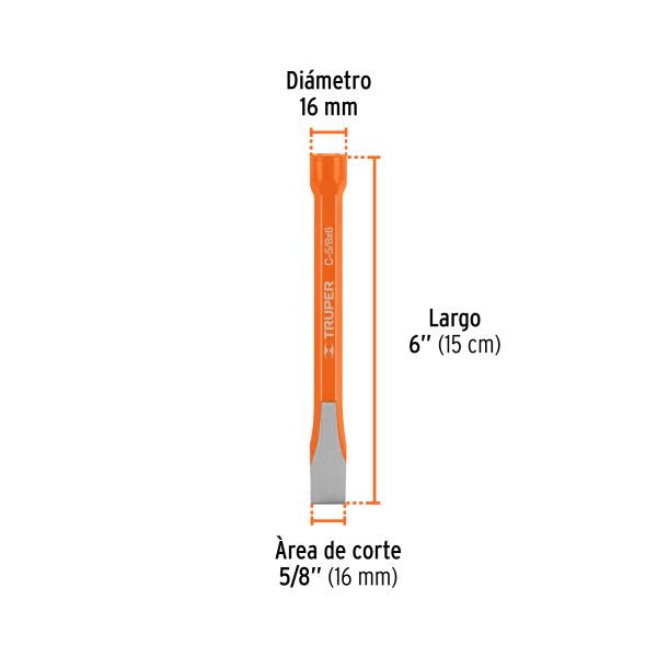 CINCEL DE CORTE FRIO DE 5/8 X 6" TRUPER - Imagen 3