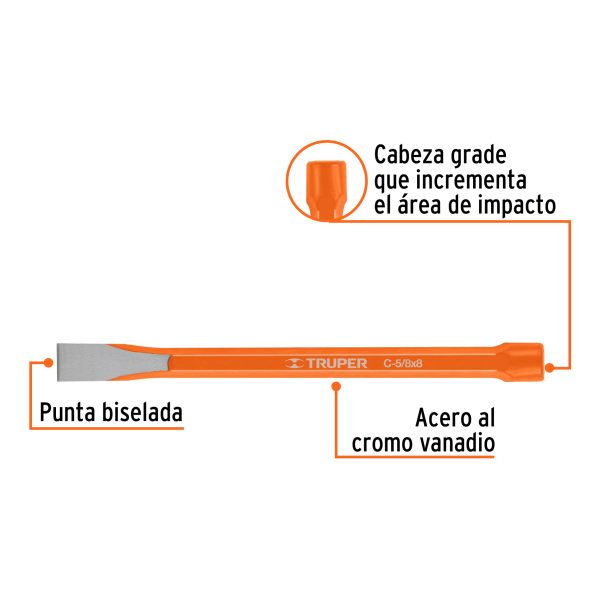 CINCEL DE CORTE FRIO DE 5/8 X 8" TRUPER - Imagen 2