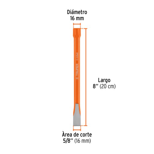 CINCEL DE CORTE FRIO DE 5/8 X 8" TRUPER - Imagen 3