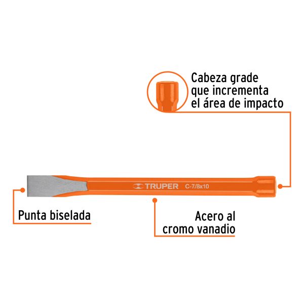 CINCEL DE CORTE FRIO DE 7/8 X 10" TRUPER - Imagen 2