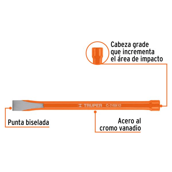 CINCEL DE CORTE FRIO DE 7/8 X 12" TRUPER - Imagen 2
