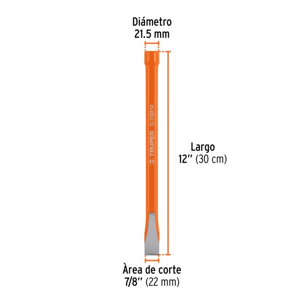 CINCEL DE CORTE FRIO DE 7/8 X 12" TRUPER - Imagen 3