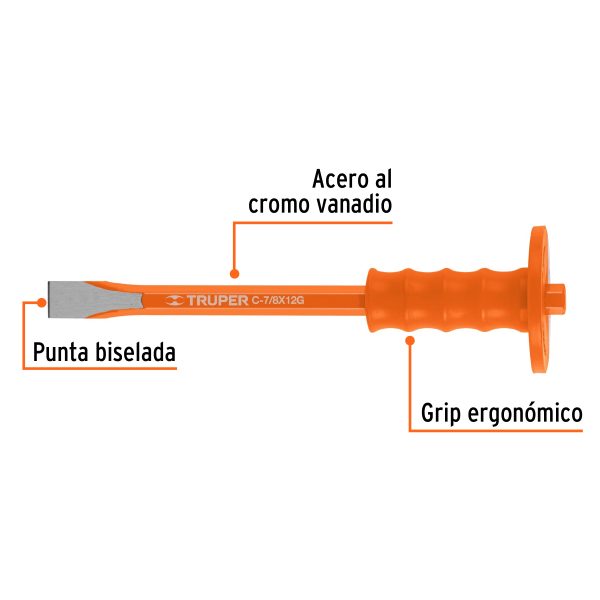 CINCEL DE CORTE FRIO 7/8 X 12" CON GRIP TRUPER - Imagen 2