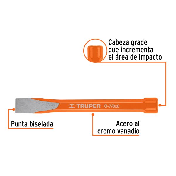 CINCEL DE CORTE FRIO DE 7/8 X 8" TRUPER - Imagen 2