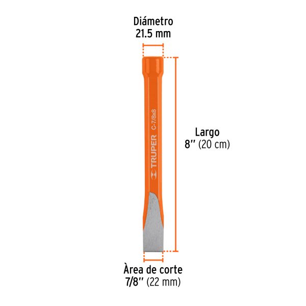 CINCEL DE CORTE FRIO DE 7/8 X 8" TRUPER - Imagen 3