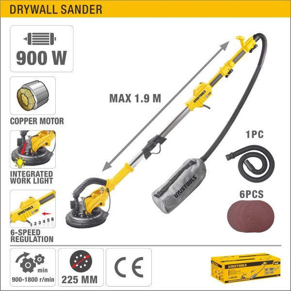 LIJADORA DE PARED Y TECHO VELOCIDAD VARIABLE 900 W UYUSTOOLS - Imagen 2