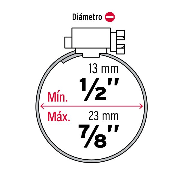BOLSA CON 10 ABRAZADERAS MINI SIN FIN REFORZADAS #7, 1/2"-7/8" FIERO - Imagen 2