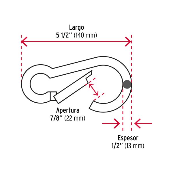 BANDOLA MOSQUETON DE ACERO 1/2" FIERO - Imagen 2