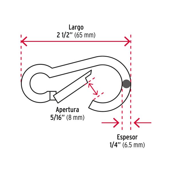 BANDOLA MOSQUETON DE ACERO 1/4" FIERO - Imagen 2