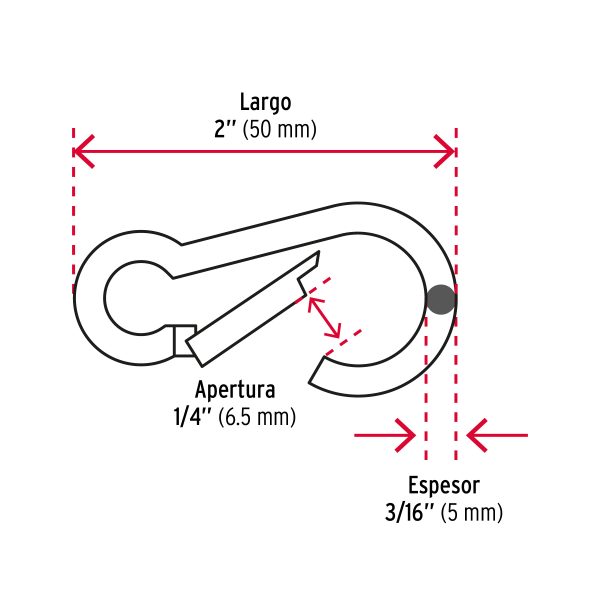 BANDOLA MOSQUETON DE ACERO 3/16" FIERO - Imagen 2