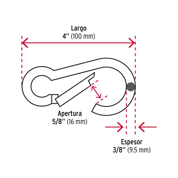 BANDOLA MOSQUETON DE ACERO 3/8" FIERO - Imagen 2
