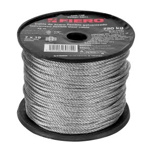 CABLE FLEXIBLE 1/8" DE ACERO 7 X 19 HILOS X 75 M FIERO