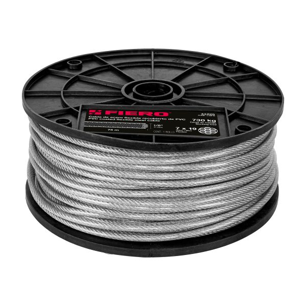 CABLE FLEXIBLE 1/8" ACERO 7 X 19 RECUBIERTO PVC X 75 M FIERO