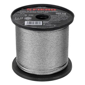 CABLE FLEXIBLE 3/32" DE ACERO 7 X 19 HILOS X 75 M FIERO