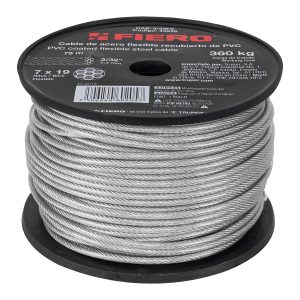 CABLE FLEXIBLE 3/32" ACERO 7 X 19 RECUBIERTO PVC X 75 M FIERO