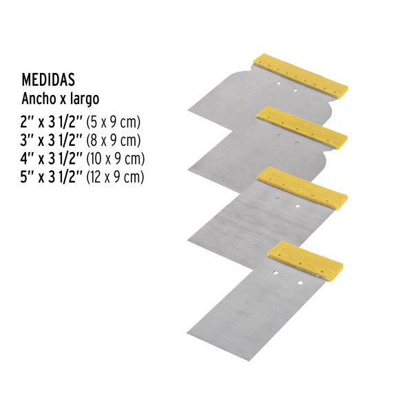 JUEGO DE 4 CUÑAS CON MANGO DE PLASTICO PRETUL - Imagen 2