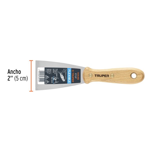 ESPATULA FLEXIBLE 2" CON MANGO DE MADERA TRUPER - Imagen 2
