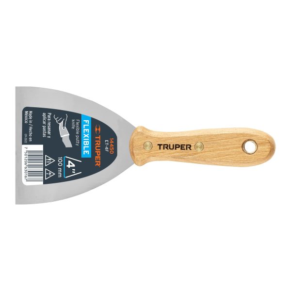 ESPATULA FLEXIBLE 4" CON MANGO DE MADERA TRUPER
