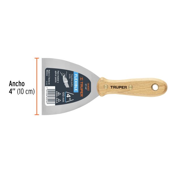 ESPATULA FLEXIBLE 4" CON MANGO DE MADERA TRUPER - Imagen 2