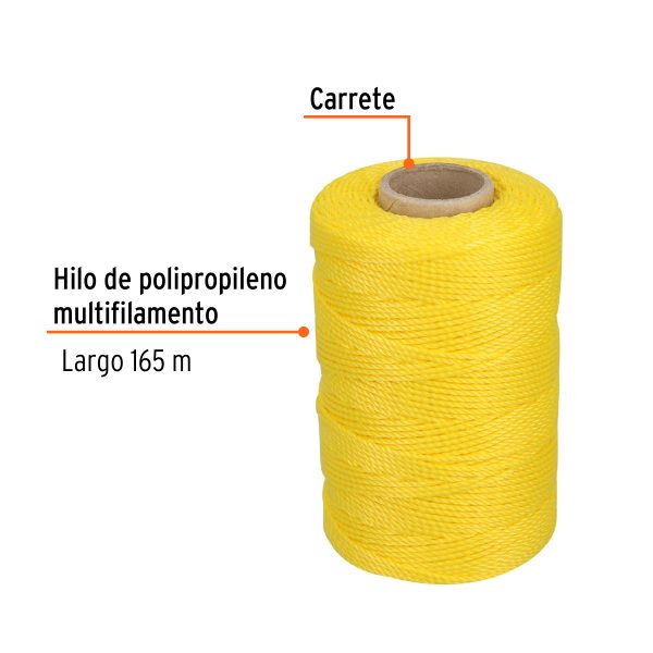 CARRETE CON 165 M DE HILO PARA ALBAÑIL AMARILLO TRUPER - Imagen 2