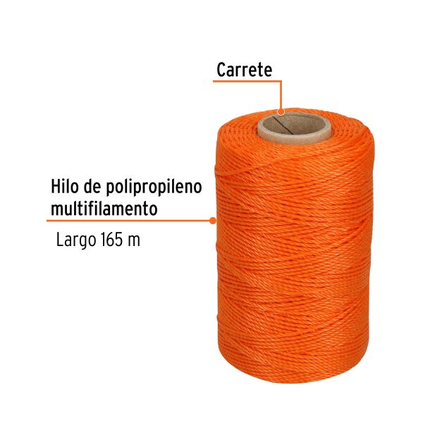 CARRETE CON 165 M DE HILO PARA ALBAÑIL NARANJA TRUPER - Imagen 2