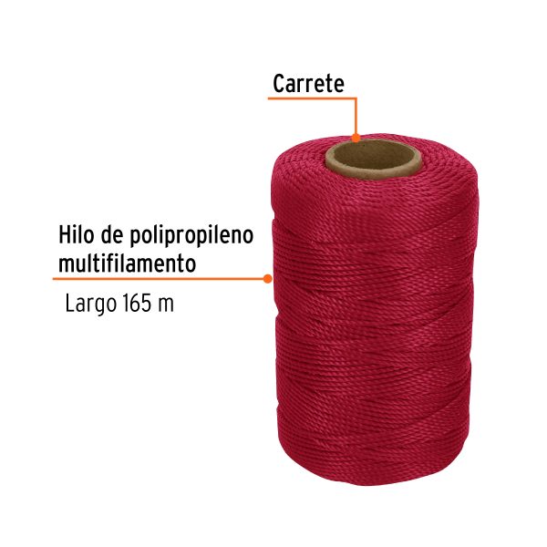 CARRETE CON 165 M DE HILO PARA ALBAÑIL ROJO TRUPER - Imagen 2