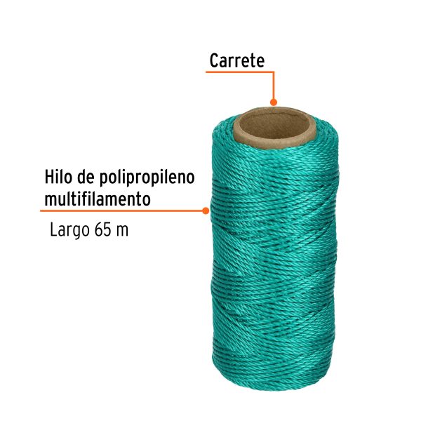 CARRETE CON 65 M DE HILO PARA ALBAÑIL VERDE TRUPER - Imagen 2