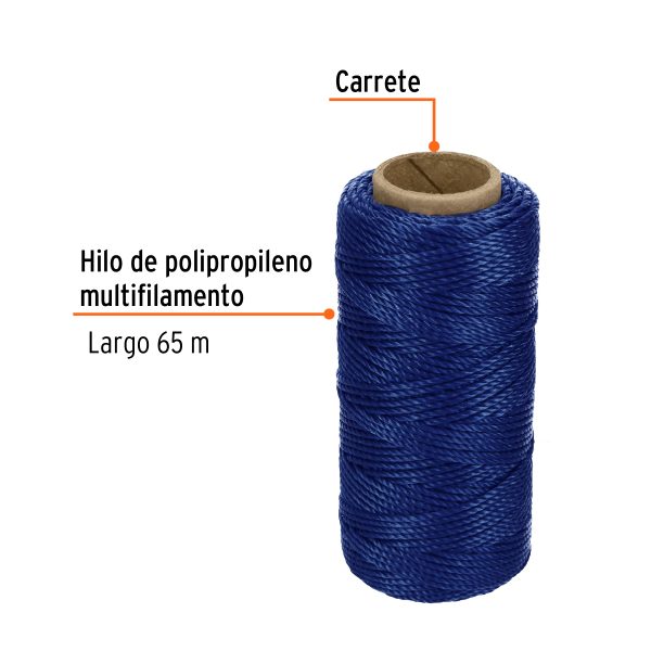 CARRETE CON 65 M DE HILO PARA ALBAÑIL AZUL TRUPER - Imagen 2