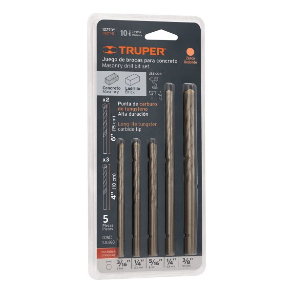 JUEGO DE 5 BROCAS PARA CONCRETO TRUPER