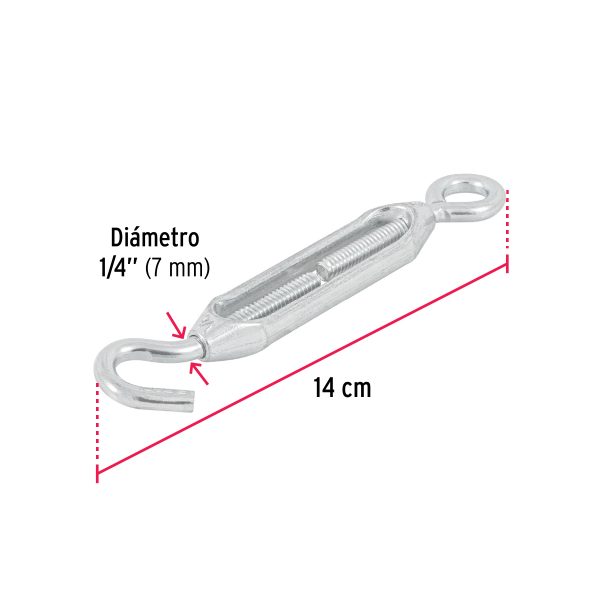 TENSOR ZINC 1/4" GANCHO-ARGOLLA FIERO - Imagen 2