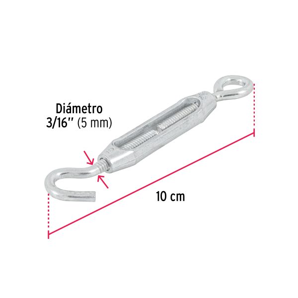 TENSOR ZINC 3/16" GANCHO-ARGOLLA FIERO - Imagen 2
