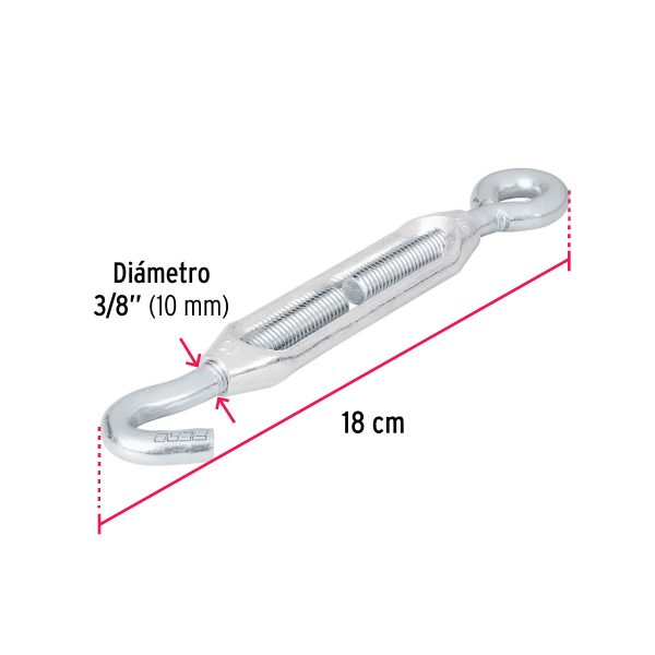 TENSOR ZINC 3/8" GANCHO-ARGOLLA FIERO - Imagen 2