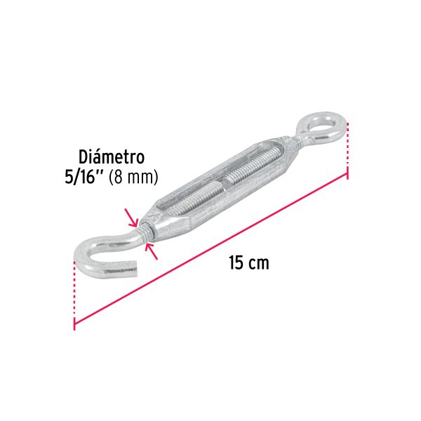 TENSOR ZINC 5/16" GANCHO-ARGOLLA FIERO - Imagen 2