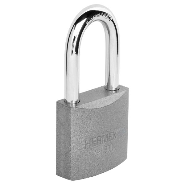 CANDADO DE HIERRO 38 MM GANCHO LARGO EN CAJA HERMEX