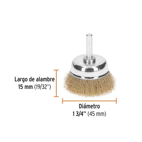 GRATA DE COPA 1-3/4" ALAMBRE GRUESO PARA TALADRO TRUPER - Imagen 2