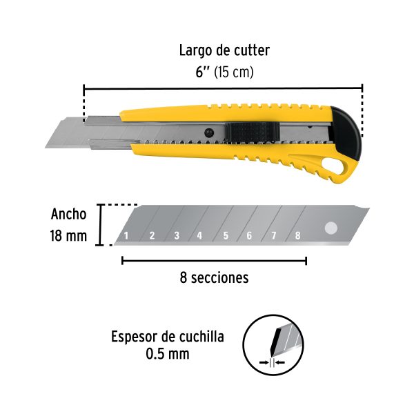 BISTURI 18 MM PLASTICO CON ALMA METALICA PRETUL - Imagen 2