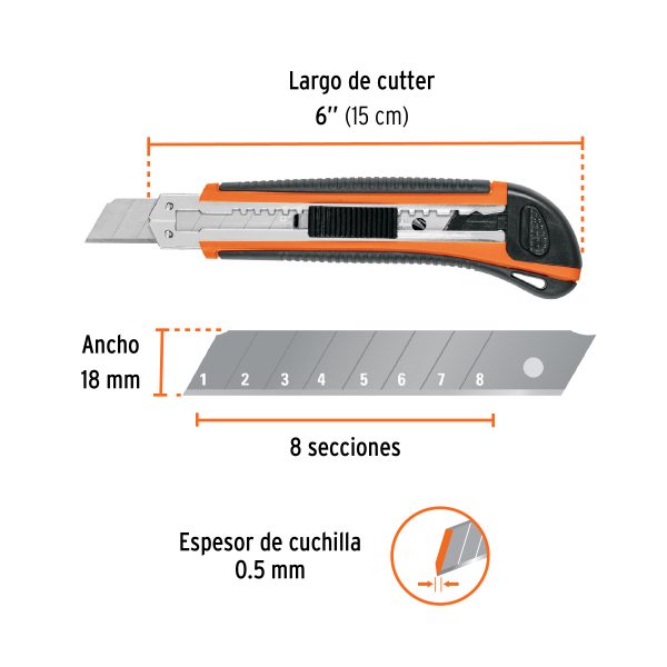 BISTURI 18 MM PROFESIONAL CON ALMA METALICA Y GRIP TRUPER - Imagen 3