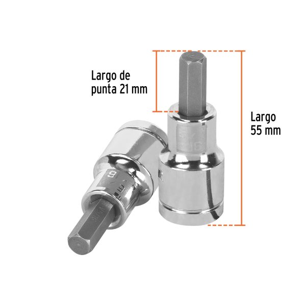 COPA PUNTA HEXAGONAL DE 5/16" CUADRO 1/2" TRUPER - Imagen 2